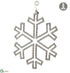 Silk Plants Direct Rhinestone Snowflake Ornament - Silver Clear - Pack of 4