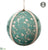 Velvet, Lace Ball Ornament - Green Beige - Pack of 6