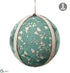 Silk Plants Direct Velvet, Lace Ball Ornament - Green Beige - Pack of 6