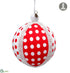 Silk Plants Direct Polka Dot Ball Ornament - Red White - Pack of 12
