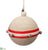 Linen Ball Ornament With Bell - Beige Red - Pack of 12