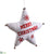 Merry Christmas Star Ornament With Bell - Beige Red - Pack of 2