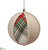 Plaid, Linen Ball Ornament - Green Red - Pack of 6