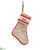 Noel Stocking Ornament - Red Beige - Pack of 12