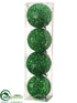 Silk Plants Direct Beaded Ball Ornament - Green Glittered - Pack of 12