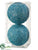 Beaded Ball Ornament - Teal Glittered - Pack of 12