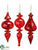 Finial Ornament - Red - Pack of 16