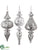Finial Ornament - Silver - Pack of 16