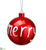 Glittered Merry Plastic Ball Ornament - Red White - Pack of 12
