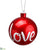 Glittered Love Plastic Ball Ornament - Red White - Pack of 12