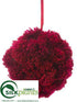 Silk Plants Direct Pompom Ball Ornament - Burgundy - Pack of 6
