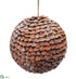 Silk Plants Direct Snowed Pinecone Ball Ornament - Brown Snow - Pack of 6