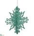 Silk Plants Direct Glittered Snowflake Ornament - Jade - Pack of 24