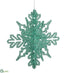 Silk Plants Direct Glittered Snowflake Ornament - Jade - Pack of 12