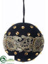 Silk Plants Direct Ball Ornament - Gold Black - Pack of 6