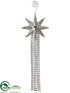 Silk Plants Direct Star Tassel Ornament - Clear Silver - Pack of 6