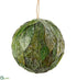 Silk Plants Direct Glittered Leaf Ball Ornament - Green - Pack of 6