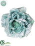 Silk Plants Direct Glittered Metallic Open Rose - Aqua Light - Pack of 12