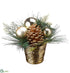 Silk Plants Direct Ball, Pine Cone, Cedar Arrangement - Gold Green - Pack of 4