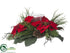 Silk Plants Direct Poinsettia, Pine Cone, Pine Centerpiece - Red Green - Pack of 2