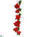 Silk Plants Direct Velvet Poinsettia Garland - Red - Pack of 4