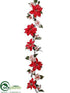 Silk Plants Direct Poinsettia, Pine, Berry Garland - Red White - Pack of 4