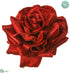 Silk Plants Direct Velvet Rose With Clip - Red - Pack of 12