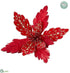 Silk Plants Direct Glittered Rhinestone Poinsettia With Clip - Red - Pack of 12