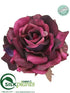 Silk Plants Direct Rose With Clip - Eggplant - Pack of 12