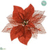 Silk Plants Direct Glittered Sheer Poinsettia - Red - Pack of 24