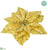 Metallic Crackle-Finished Poinsettia With Clip - Gold - Pack of 24