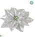 Silk Plants Direct Metallic Crackle-Finished Poinsettia - Silver - Pack of 24