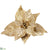 Metallic Poinsettia With Clip - Gold - Pack of 12
