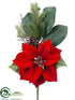 Silk Plants Direct Poinsettia, Pine Cone, Pine Spray - Red Green - Pack of 6