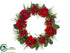 Silk Plants Direct Poinsettia, Pine Cone, Pine Wreath - Red Green - Pack of 1