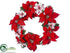 Silk Plants Direct Poinsettia, Pine, Berry Wreath - Red White - Pack of 2