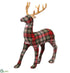 Silk Plants Direct Plaid Reindeer - Green Red - Pack of 4