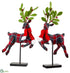 Silk Plants Direct Plaid Reindeer Table Top - Red Green - Pack of 2