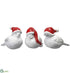 Silk Plants Direct Glittered Bird With Santa Hat - White Red - Pack of 4