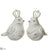 Glittered Bird With Crown - White Silver - Pack of 2