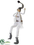 Silk Plants Direct Sitting Snowman w/Broom - White Gray - Pack of 4