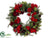 Pine, Amaryllis, Dahlia, Rose Wreath - Red Burgundy - Pack of 1
