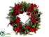 Silk Plants Direct Pine, Amaryllis, Dahlia, Rose Wreath - Red Burgundy - Pack of 1