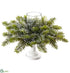 Silk Plants Direct Iced Norway Spruce Centerpiece With Glass Candleholder - Green White - Pack of 1
