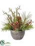 Silk Plants Direct Pine Arrangement - Green Brown - Pack of 2