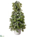 Silk Plants Direct Iced Norway Spruce Topiary - Green White - Pack of 1