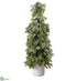 Silk Plants Direct Iced Norway Spruce Topiary - Green White - Pack of 1