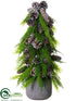 Silk Plants Direct Pine Cone Topiary - Brown Green - Pack of 1