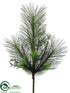 Silk Plants Direct Pine, Cone, Twig Spray - Green - Pack of 6