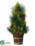 Silk Plants Direct Pine Cone, Pine Cone Tree - Green Brown - Pack of 2